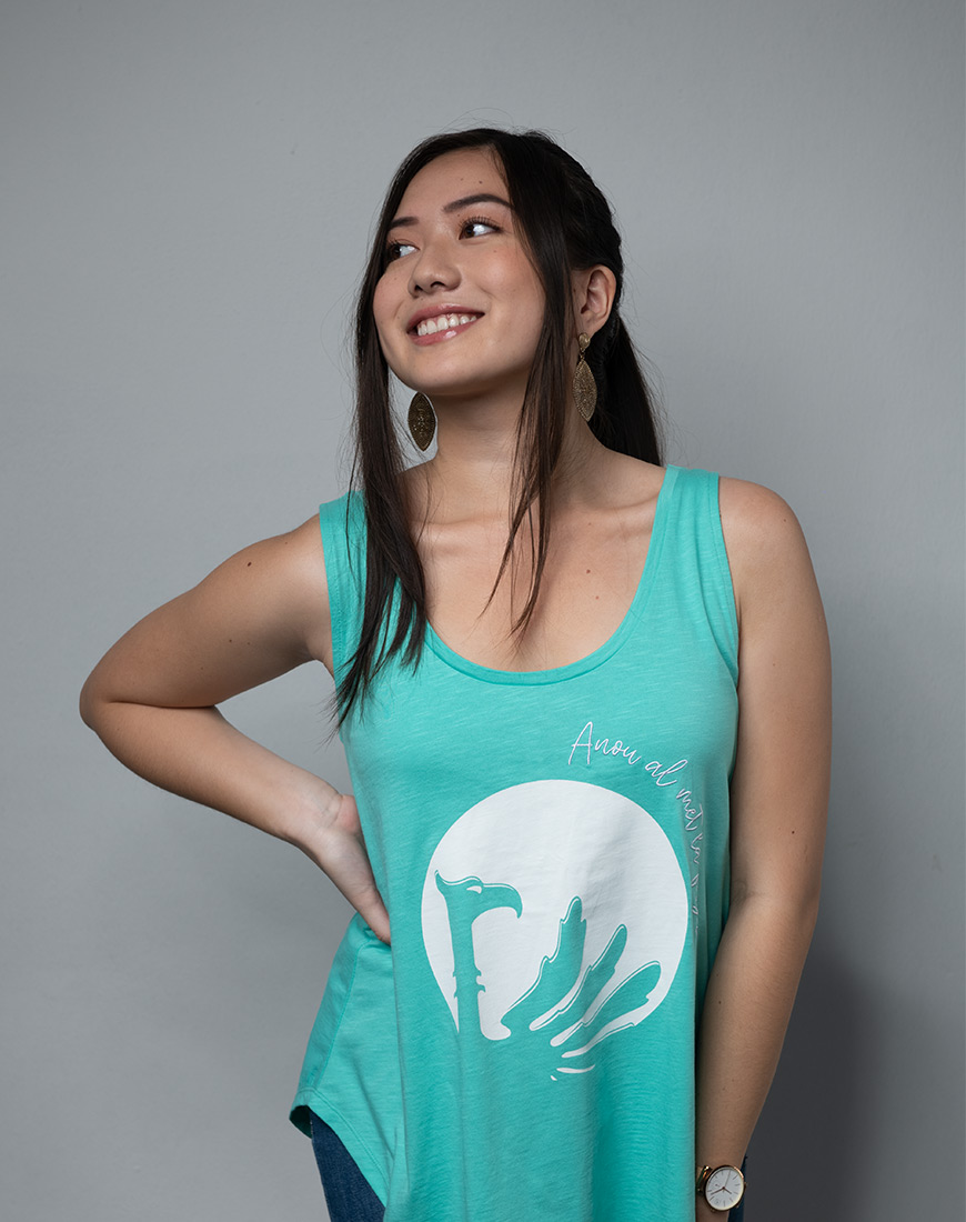 Haut Evasé Lafaya Aqua Front Haut evasé - Phoenix Beer Logo Top for women close