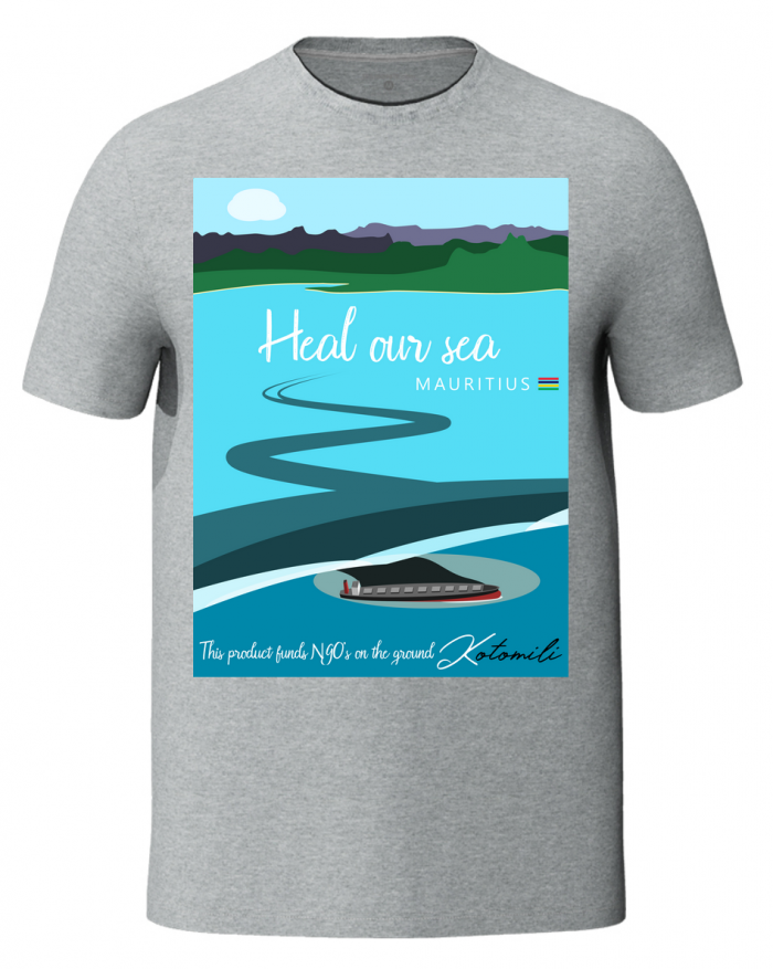 Heal our sea Mauritius men's grey t-shirt