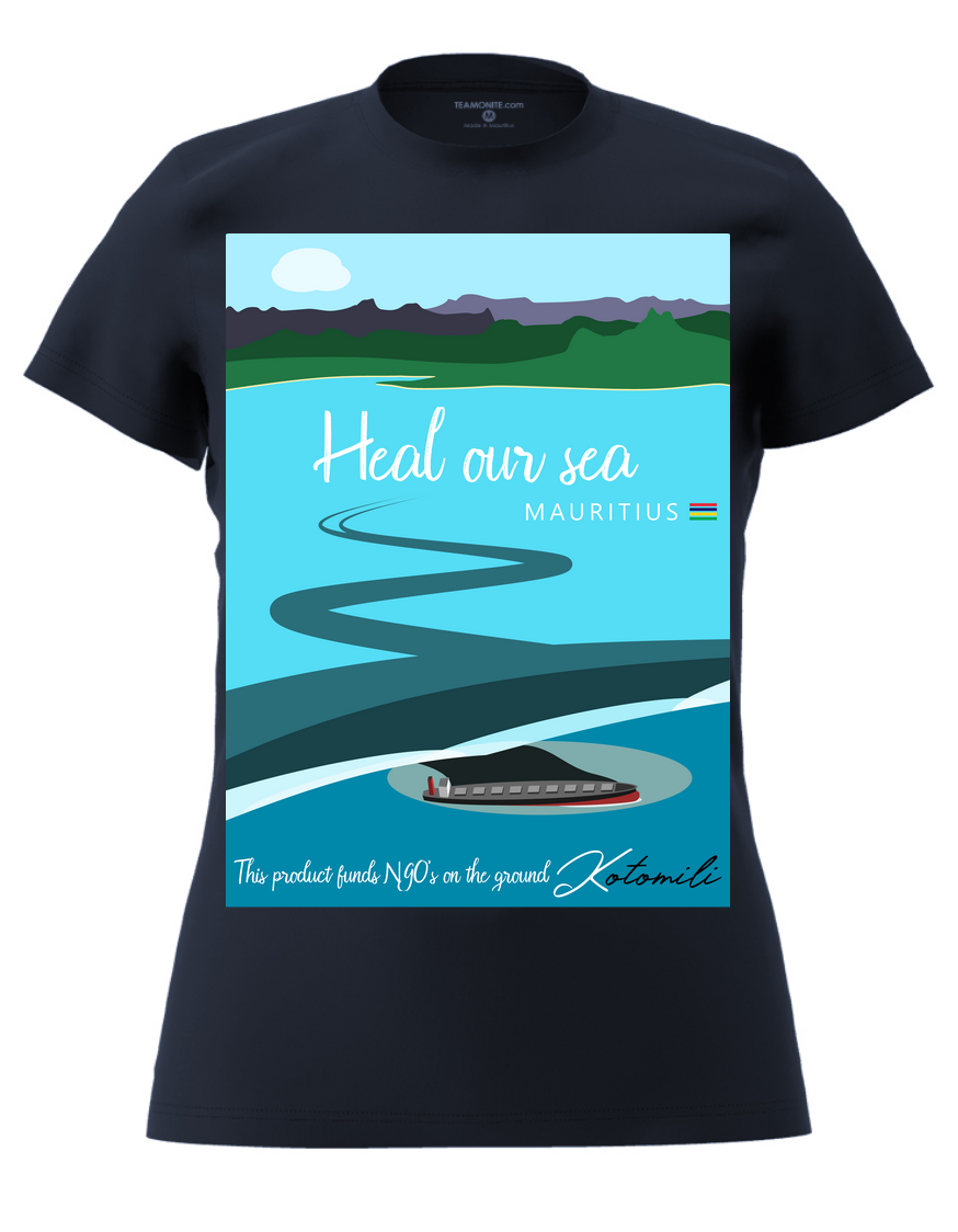 Heal our sea Mauritius women's navy t-shirt Heal our sea Mauritius women's navy t-shirt