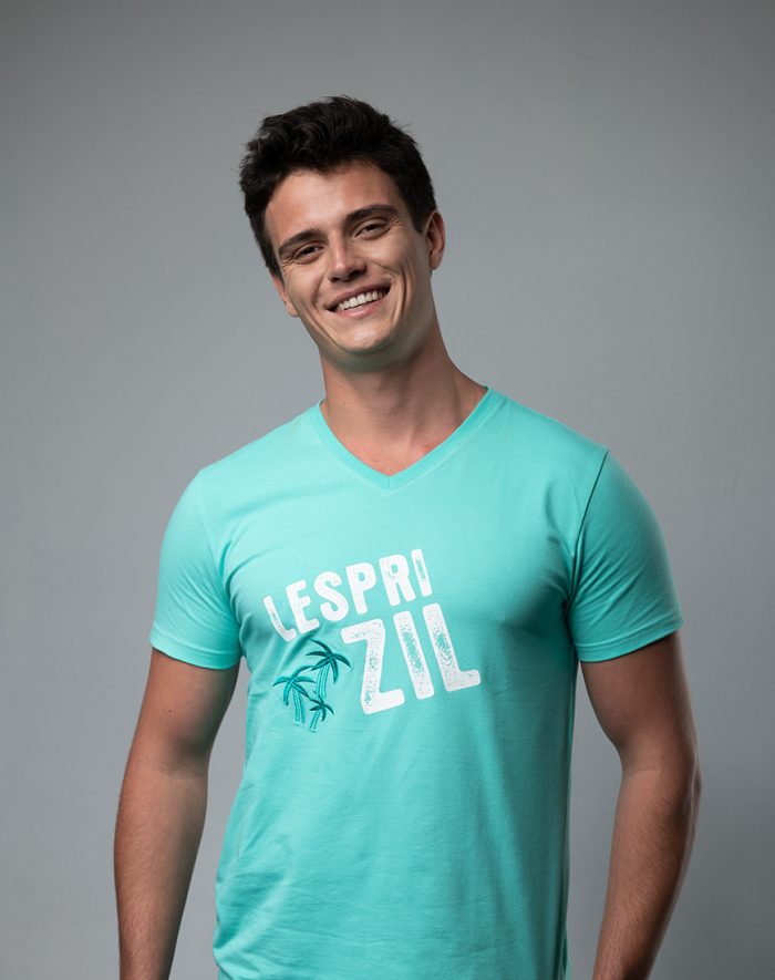 Lespri Zil V-neck Aqua T-shirt Front