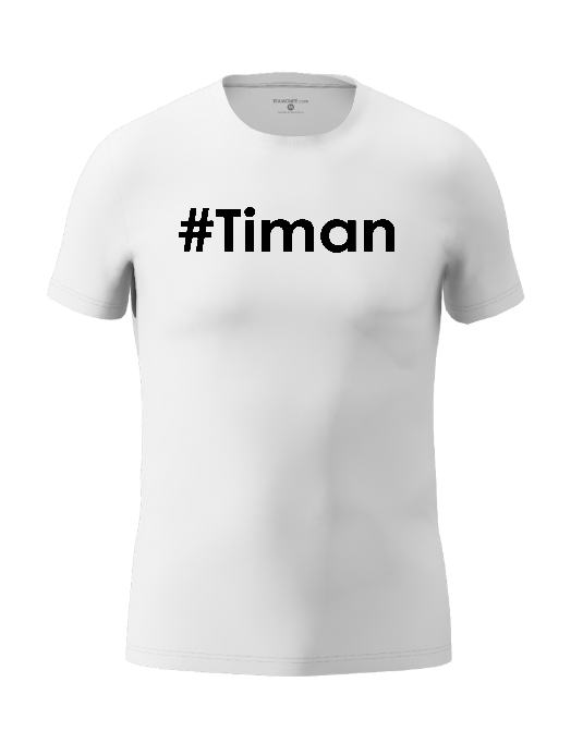 Mens Black Timan White T-Shirt