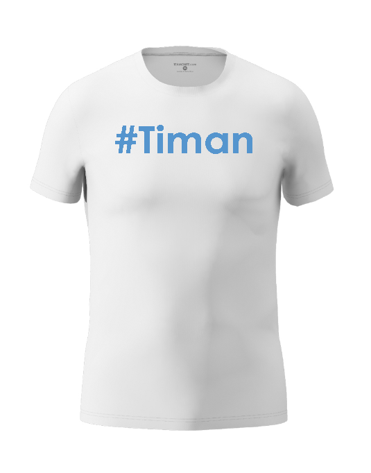 Mens Blue Timan White T-Shirt