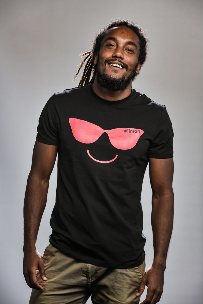 Men's Pink Laksh Black T-Shirt Model 2