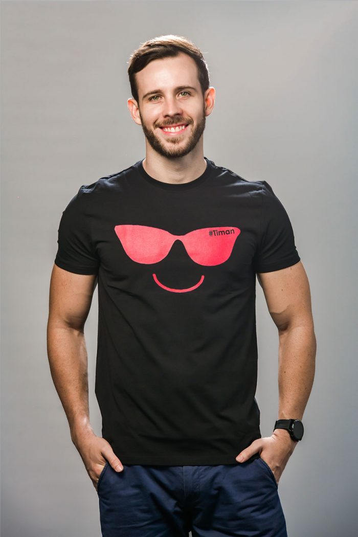 Men's Pink Laksh Black T-Shirt Model 1