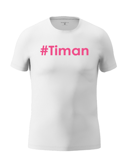 Mens Pink Timan White T-Shirt