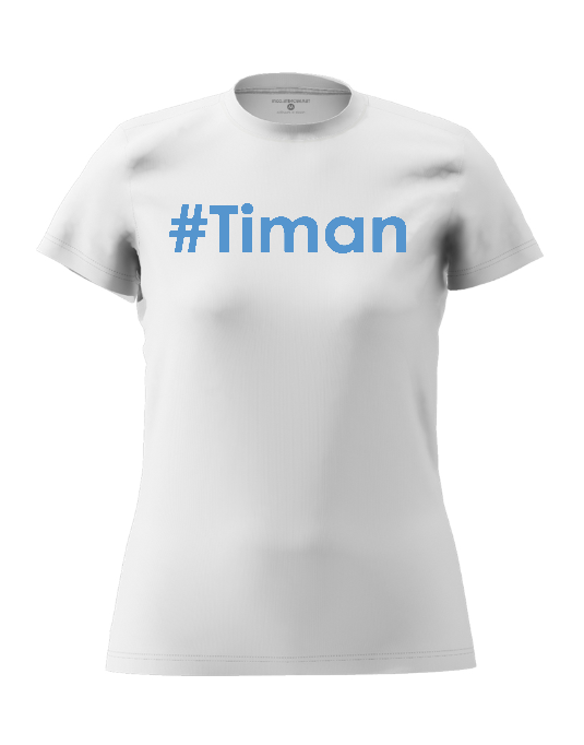 Womens blue Timan white T-Shirt
