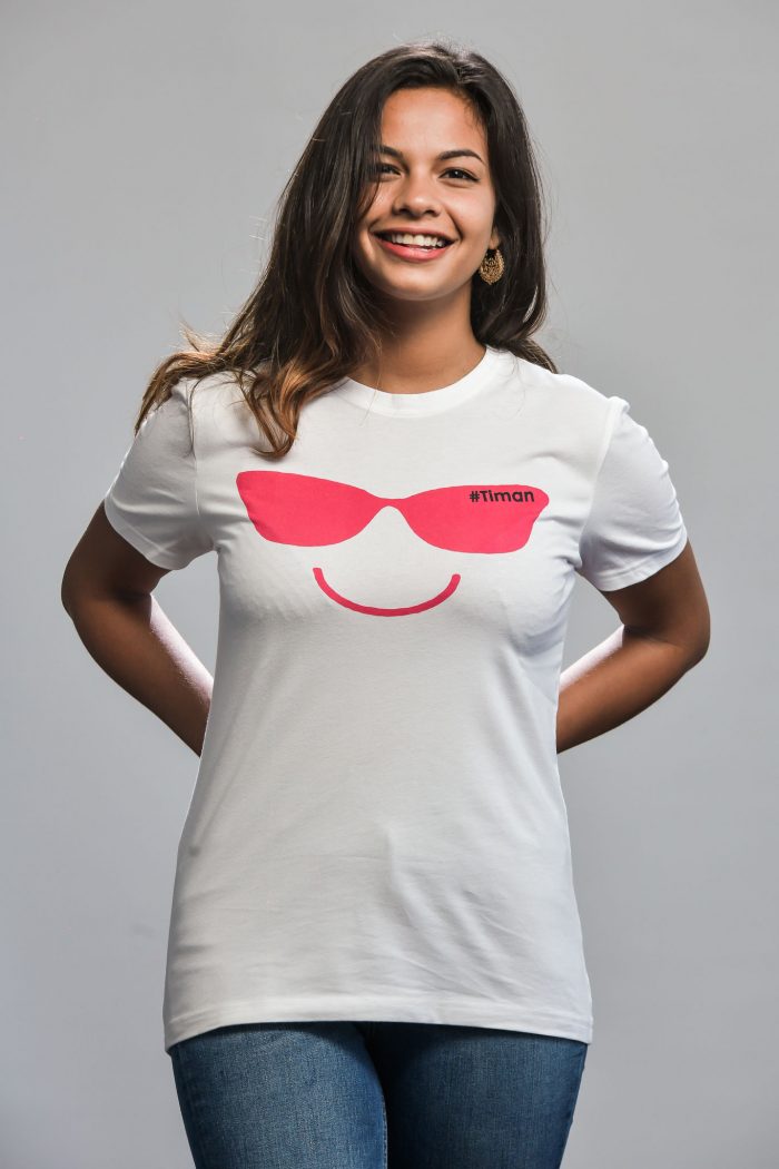 Women's Pink Laksh White T-Shirt Model 1