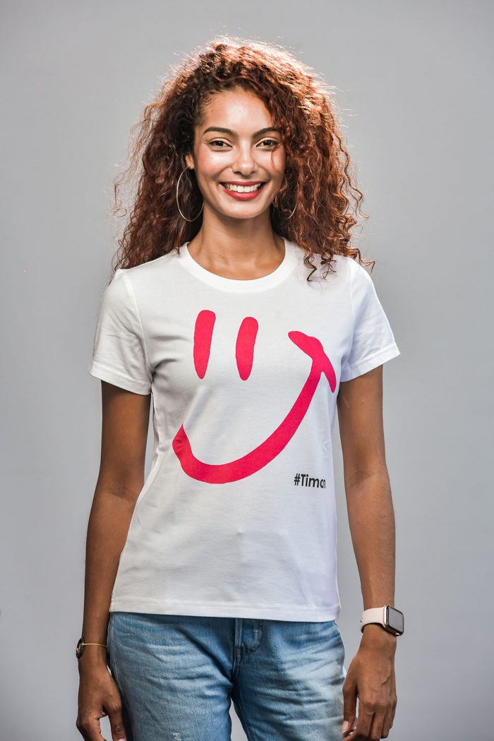 Women's Pink Luna White T-Shirt Model 2