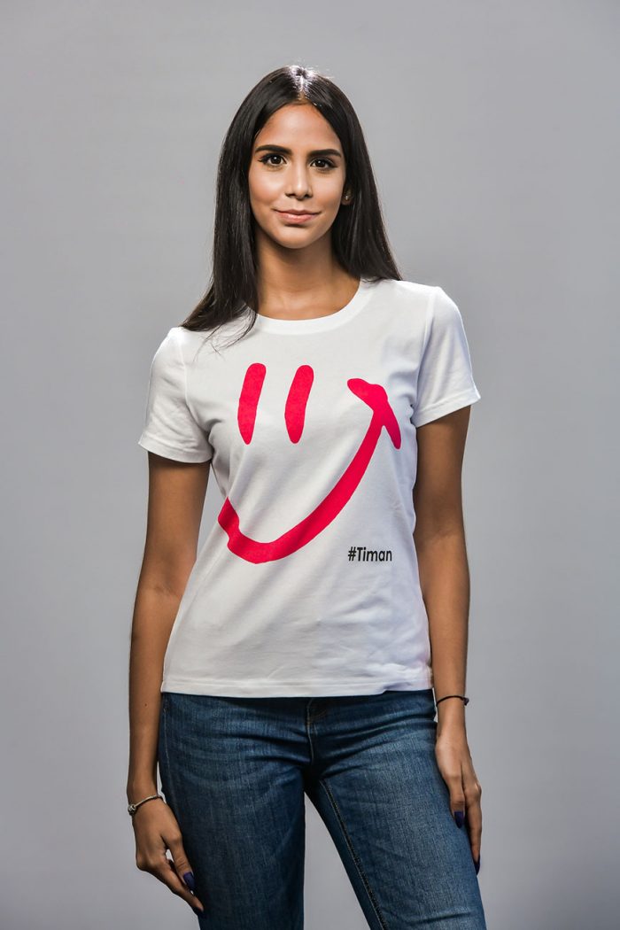 Women's Pink Luna White T-Shirt Model 1