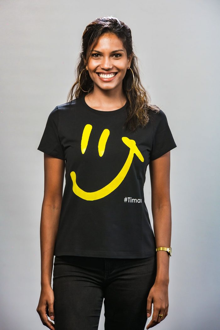 Women's Yellow Luna Black T-Shirt Model 1